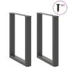 U-Shaped Coffee Table Legs - 2pcs Anthracite Steel 60cm