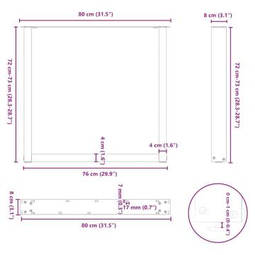 U-Shaped Coffee Table Legs - White Steel 80x(72-73) cm - 2 pcs