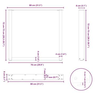 U-Shaped Coffee Table Legs - Black Steel (3 pcs) | Hipomarket