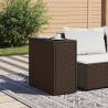 Garden Side Table with Glass Top - Brown Poly Rattan 58x27.5cm