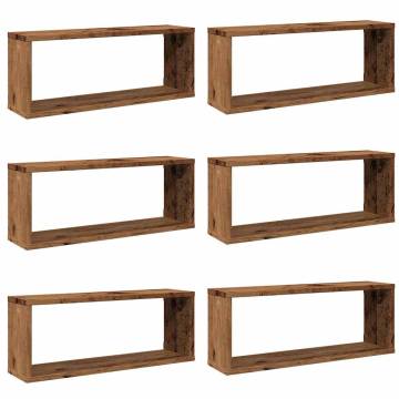 Wall Cube Shelves 6 pcs Old Wood | Stylish Storage Solutions