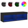 Stylish Black TV Cabinet with LED Lights - 100x30x30 cm