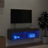 Stylish Black TV Cabinet with LED Lights - 100x30x30 cm