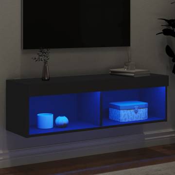 Stylish Black TV Cabinet with LED Lights - 100x30x30 cm