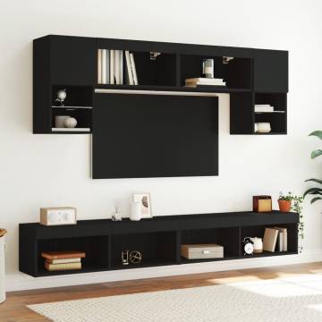 Stylish Black TV Cabinet with LED Lights - 100x30x30 cm