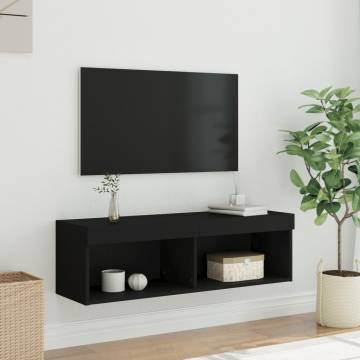 Stylish Black TV Cabinet with LED Lights - 100x30x30 cm