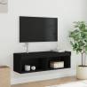 Stylish Black TV Cabinet with LED Lights - 100x30x30 cm