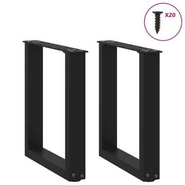 Black U-Shaped Coffee Table Legs - 2 pcs Steel | HipoMarket