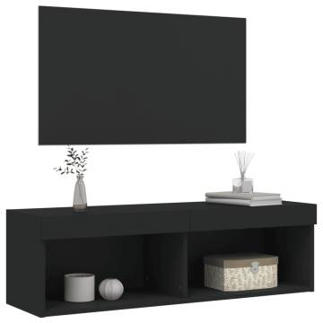 Stylish Black TV Cabinet with LED Lights - 100x30x30 cm