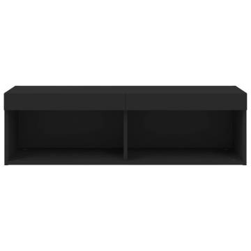 Stylish Black TV Cabinet with LED Lights - 100x30x30 cm