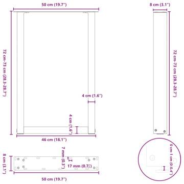 U-Shaped Coffee Table Legs - Anthracite Steel - 2 pcs