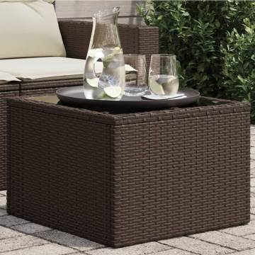 Brown Garden Table with Glass Top - 55x55x37 cm | HipoMarket