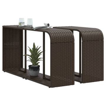 2 pcs Brown Poly Rattan Storage Shelves for Outdoor Spaces