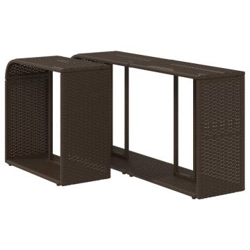 2 pcs Brown Poly Rattan Storage Shelves for Outdoor Spaces