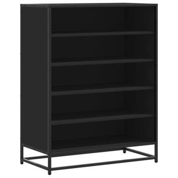 Elegant Black Shoe Cabinet - 75x38x97.5 cm Engineered Wood & Metal