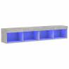 Stylish TV Cabinets with LED Lights - Concrete Grey, 2 pcs