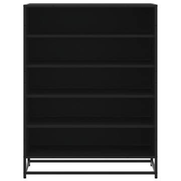 Elegant Black Shoe Cabinet - 75x38x97.5 cm Engineered Wood & Metal