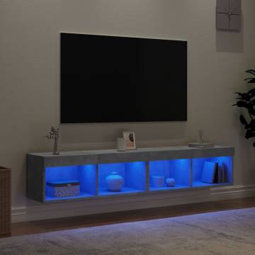 Stylish TV Cabinets with LED Lights - Concrete Grey, 2 pcs