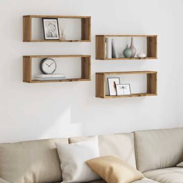 Wall Cube Shelves - 4pcs Artisan Oak | Durable & Stylish