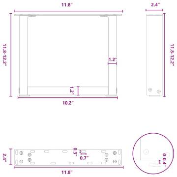 U-Shaped Coffee Table Legs - White Steel | 30x(30-31) cm