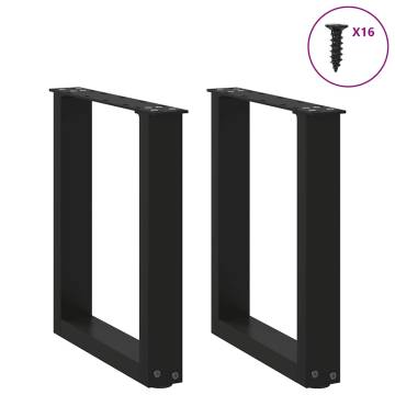 U-Shaped Coffee Table Legs - Black Steel (28x42-43 cm)