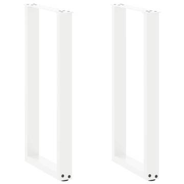 U-Shaped White Coffee Table Legs - 2 pcs Steel (28x72-73 cm)