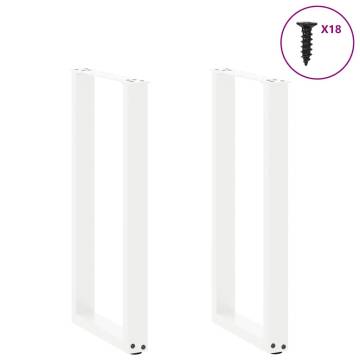 U-Shaped White Coffee Table Legs - 2 pcs Steel (28x72-73 cm)