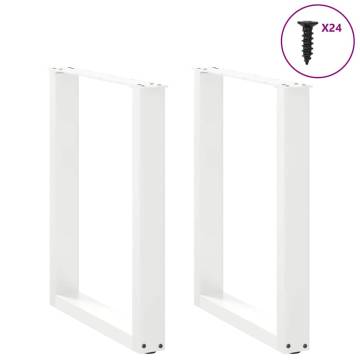 U-Shaped Coffee Table Legs - 2 pcs White Steel 60cm