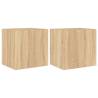 Stylish TV Wall Cabinets with LED Lights - Sonoma Oak - 2 Pcs