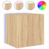 Stylish TV Wall Cabinets with LED Lights - Sonoma Oak - 2 Pcs