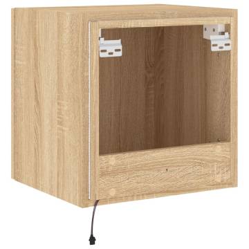 Stylish TV Wall Cabinets with LED Lights - Sonoma Oak - 2 Pcs