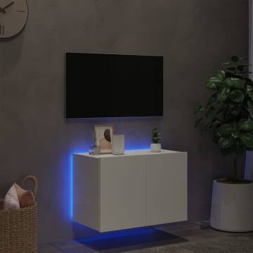 TV Wall Cabinet with LED Lights - White 60x35x41 cm