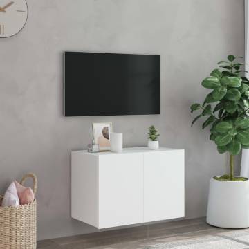 TV Wall Cabinet with LED Lights - White 60x35x41 cm