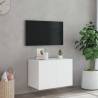 TV Wall Cabinet with LED Lights - White 60x35x41 cm