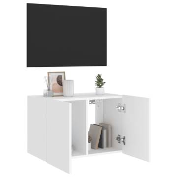 TV Wall Cabinet with LED Lights - White 60x35x41 cm