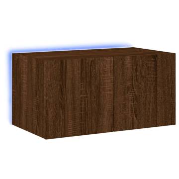 TV Wall Cabinet with LED Lights - Brown Oak 60x35x31 cm