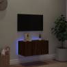 TV Wall Cabinet with LED Lights - Brown Oak 60x35x31 cm