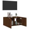 TV Wall Cabinet with LED Lights - Brown Oak 60x35x31 cm