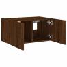 TV Wall Cabinet with LED Lights - Brown Oak 60x35x31 cm