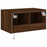 TV Wall Cabinet with LED Lights - Brown Oak 60x35x31 cm