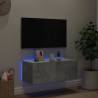 Stylish TV Wall Cabinet with LED Lights - Concrete Grey 80x35x31 cm