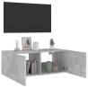 Stylish TV Wall Cabinet with LED Lights - Concrete Grey 80x35x31 cm