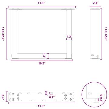 U-Shaped Coffee Table Legs - Black Steel 30x(30-31) cm (2 pcs)