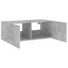 Stylish TV Wall Cabinet with LED Lights - Concrete Grey 80x35x31 cm