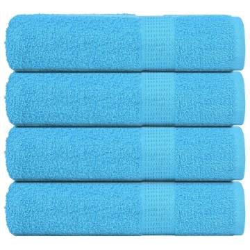 Turquoise Hand Towels 4 pcs - 100% Cotton, 50x100 cm