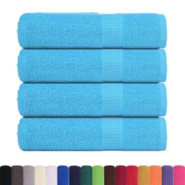 Turquoise Hand Towels 4 pcs - 100% Cotton, 50x100 cm