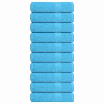 Bath Towels 10 pcs Turquoise 100% Cotton - Soft & Absorbent