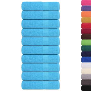 Bath Towels 10 pcs Turquoise 100% Cotton - Soft & Absorbent