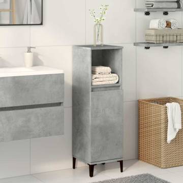 Concrete Grey Bathroom Cabinet 30x30x100 cm - Durable Design