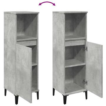 Concrete Grey Bathroom Cabinet 30x30x100 cm - Durable Design